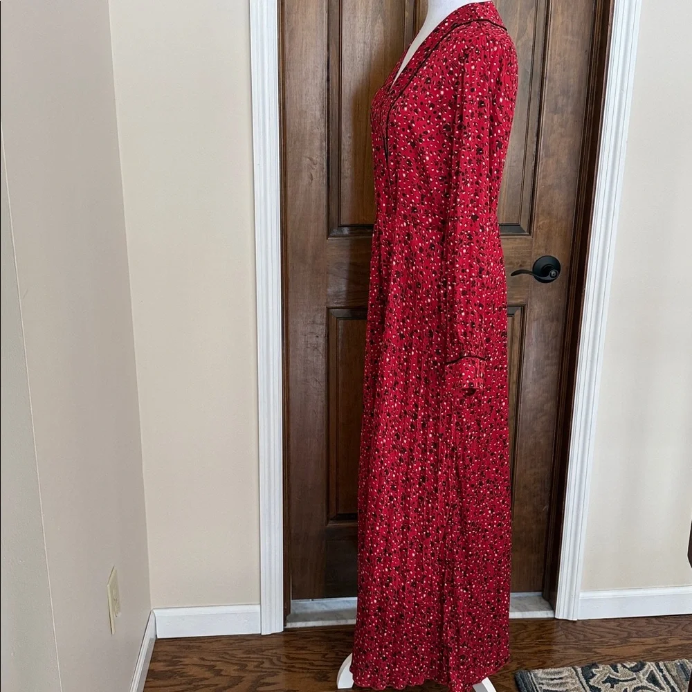 Scotch & Soda Anthropologie Rouge Red Floral Print pleated maxi Dress NWT $220